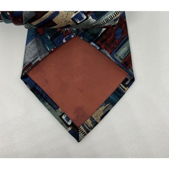 Men's Ketch Classics Neckties Made In USA Abstract Pattern Blue & Red Polyester - Picture 9 of 9